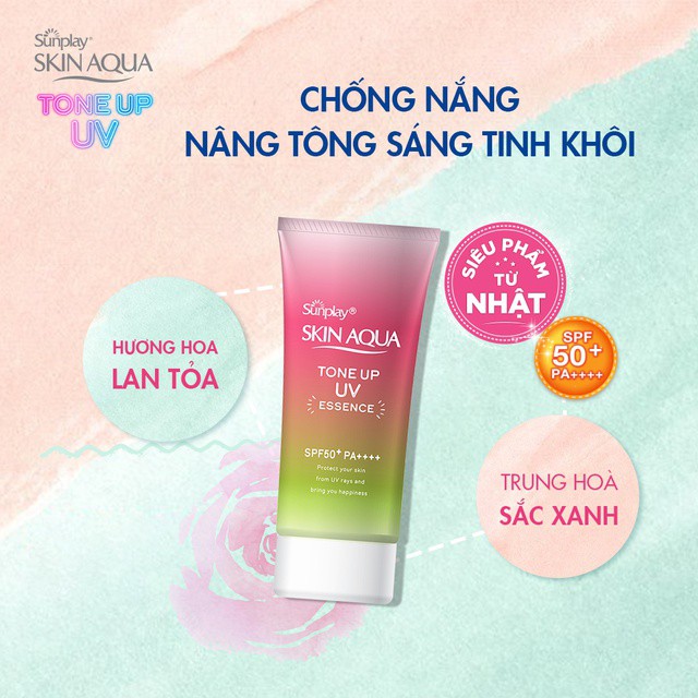 Tinh chất chống nắng Sunplay Skin Aqua Tone Up UV Essence Happiness Aura (Rose) SPF50+ PA++++ 50g