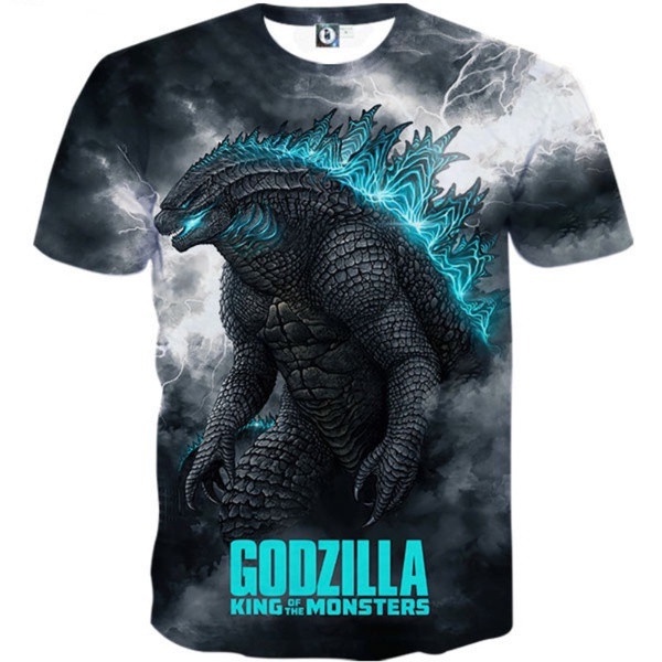 Áo Thun Tay Ngắn In Họa Tiết Hoạt Hình Godzilla 3D Thời Trang Cho Bé Trai