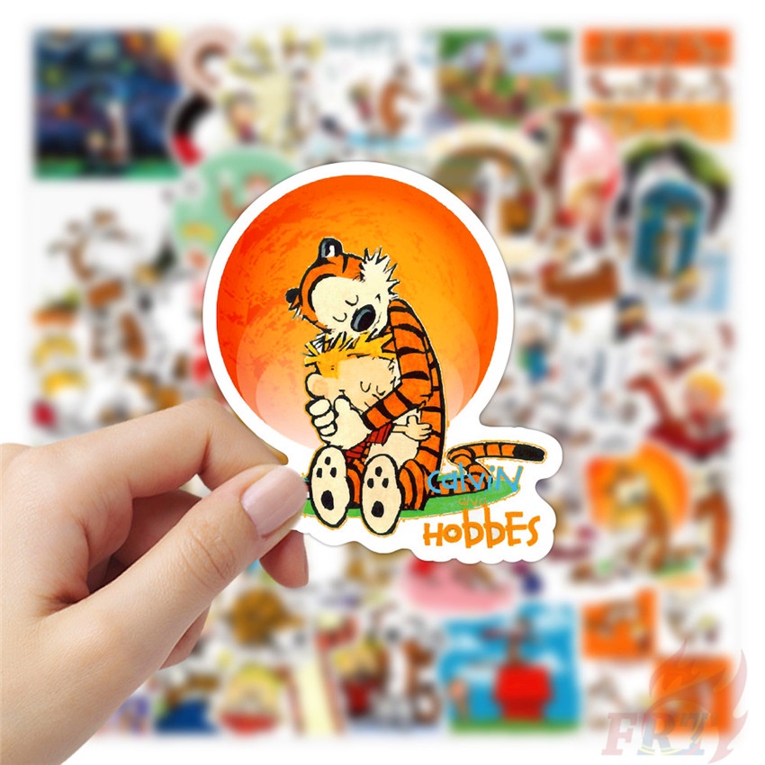 Set 50 miếng dán trang trí laptop ván trượt hành lý thời trang Calvin và Hobbes Series 01 DIY