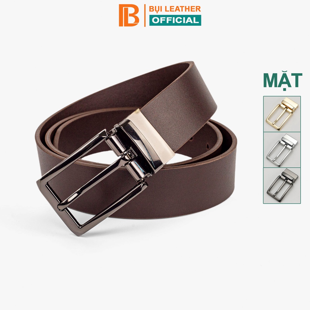 Thắt lưng nam da bò nguyên tấm Bụi leather - L113, màu nâu, khóa cài bằng thép không gỉ, BH 12 tháng - Hàng mới về