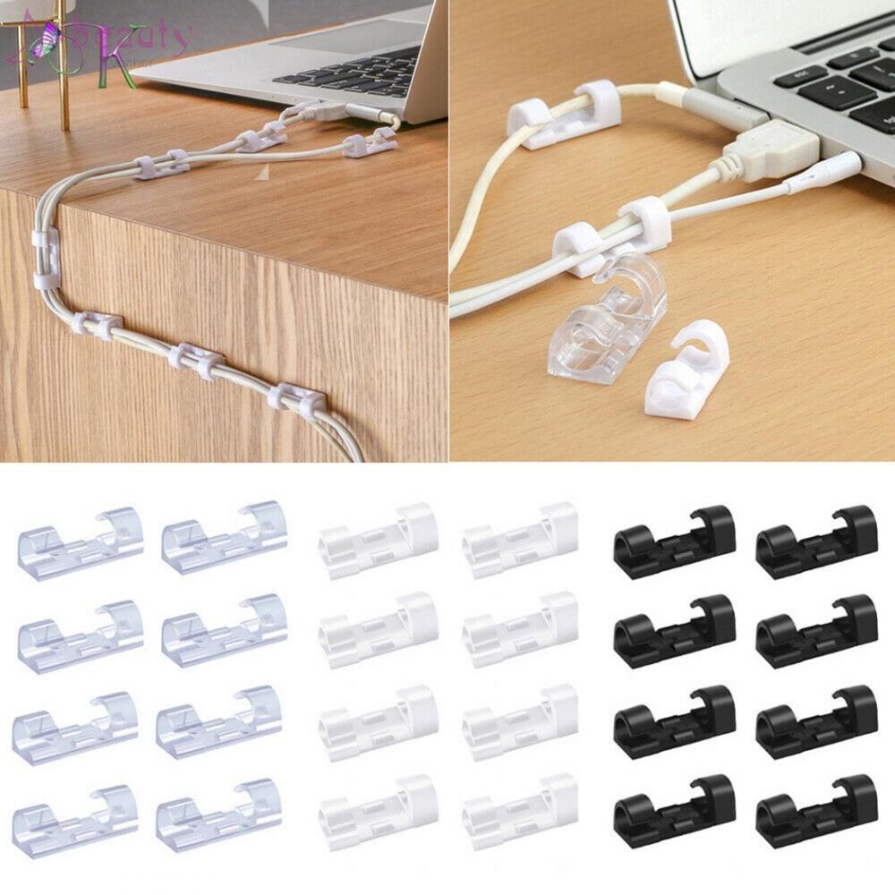 Set 20 kẹp giữ dây cáp gắn tường màu trắng/đen trong suốt