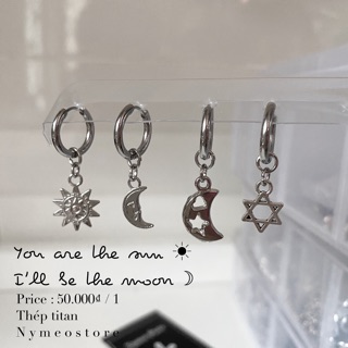 Khoen tai mặt trăng mặt trời thép titan không gỉ sét