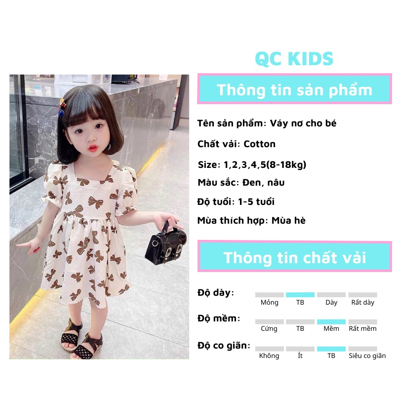 Váy cho bé gái 1 tuổi đến 5 tuổi QC-KIDS, đầm bé gái hình nơ 8-18kg