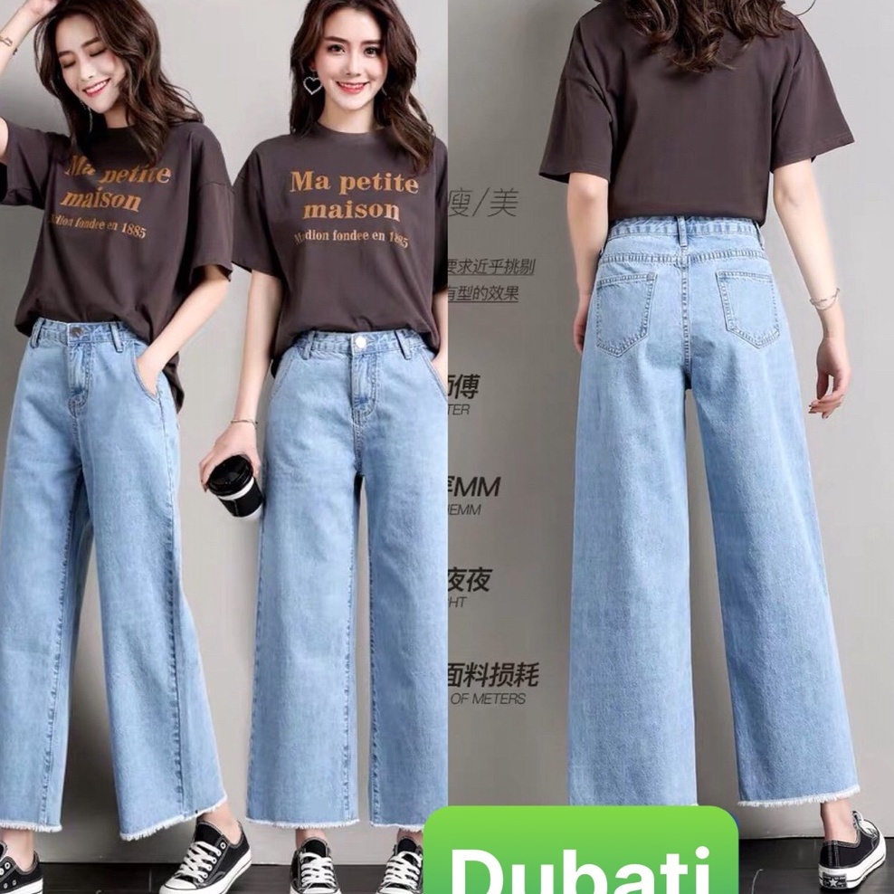 QUẦN JEAN BAGGY CHẤT BÒ NỮ XANH NHẠT ĐẬM ỐNG SUÔNG NÂNG MÔNG LƯNG CAO TRƠN DÀI VẢI MỀM MỊN SÀNH ĐIỆU- DUBATI FASHION