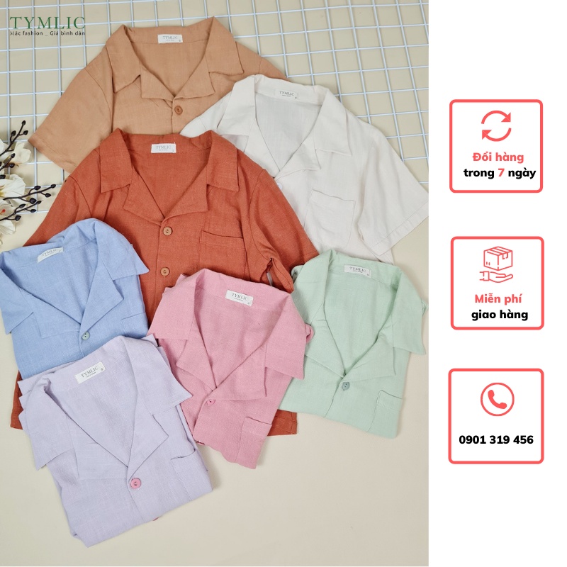 Áo Sơ Mi Đũi Cổ Pijama Nhiều Màu TYMLIC