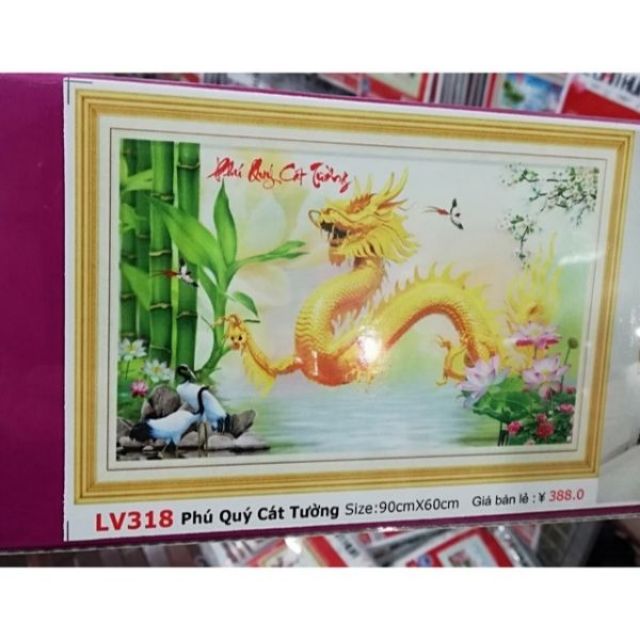 Tranh đính đá Phú Quý Cát Tường 90x60cm LV318