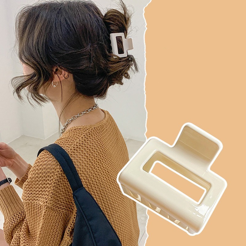 Kẹp Tóc Càng Cua Dạng Vuông Màu Đục Đơn Giản Thời Trang Hàn Quốc