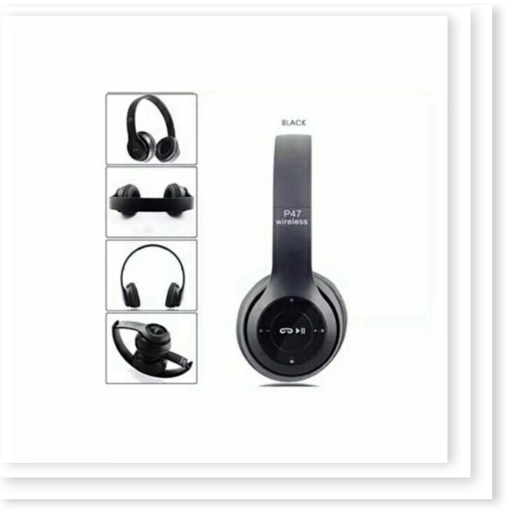 Tai nghe chụp tai cao cấp có khe thẻ nhớ - Bluetooth- FM P47 | BigBuy360 - bigbuy360.vn