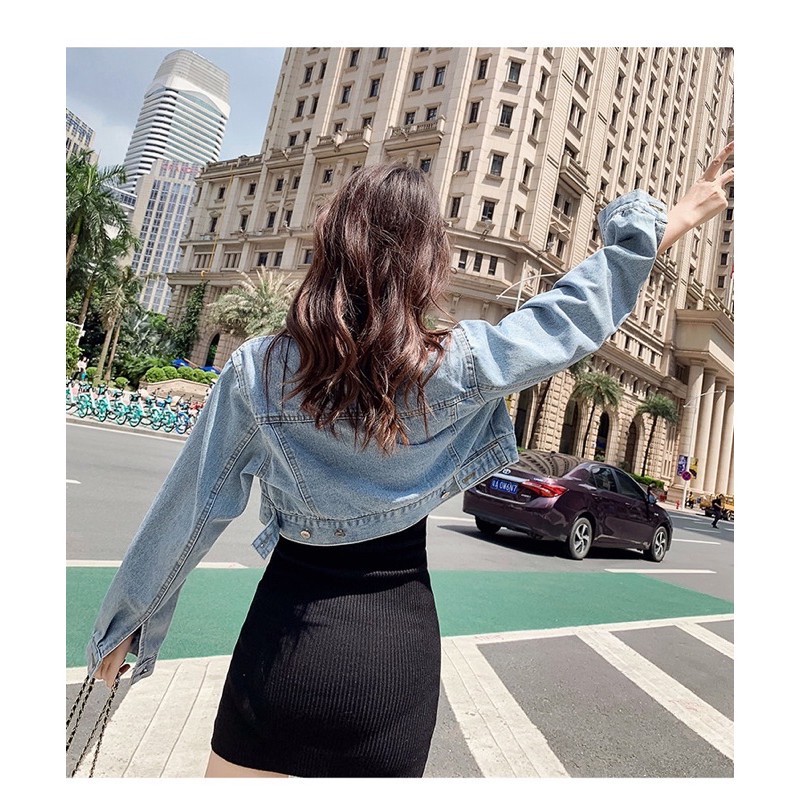 Áo khoác Jean nữ cao cấp thiết kế dáng ngắn croptop trẻ trung, màu sắc đơn giản NV0483