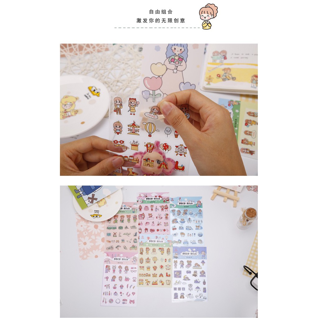 Bộ sticker/ Hình dán Họa Tiết Em Bé Dễ Thương (45 Hình)