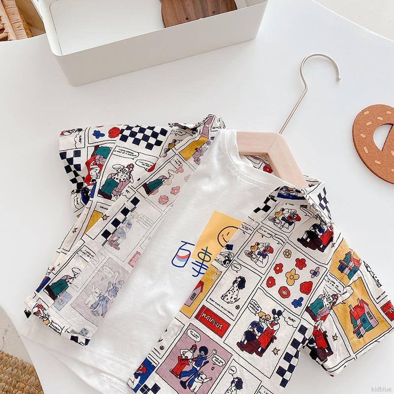 Áo sơ mi ngắn tay in họa tiết thời trang cho bé trai