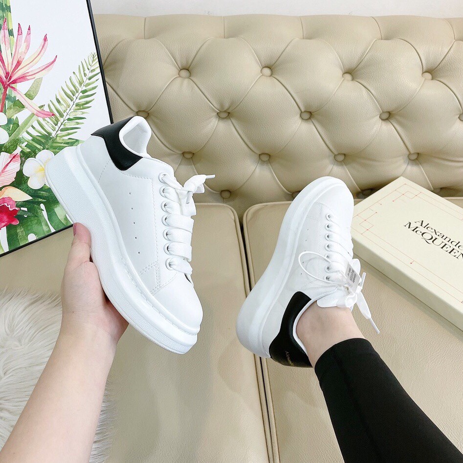 Giày MCQueen trắng nam nữ độn đế ❤️ Giày thể thao nam nữ sneaker MCQ trắng gót nhung dây lụa cao cấp Full Box