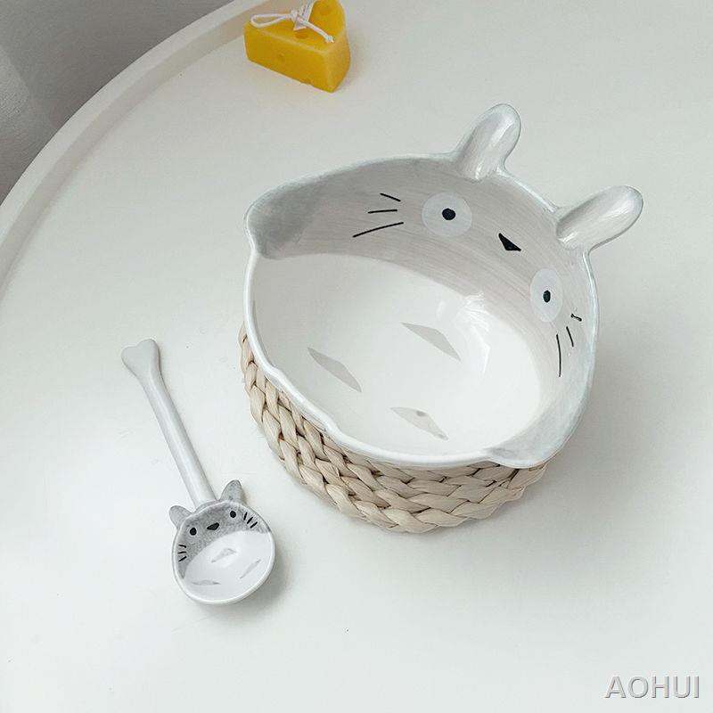 Tự Làm Dung Tích Lớn Tô Totoro Cô Gái Dễ Thương Bàn Tay Trái Tim - Bát Gốm Gốm Sơn Bộ đồ ăn sinh viên ký túc xá Bát mì ă