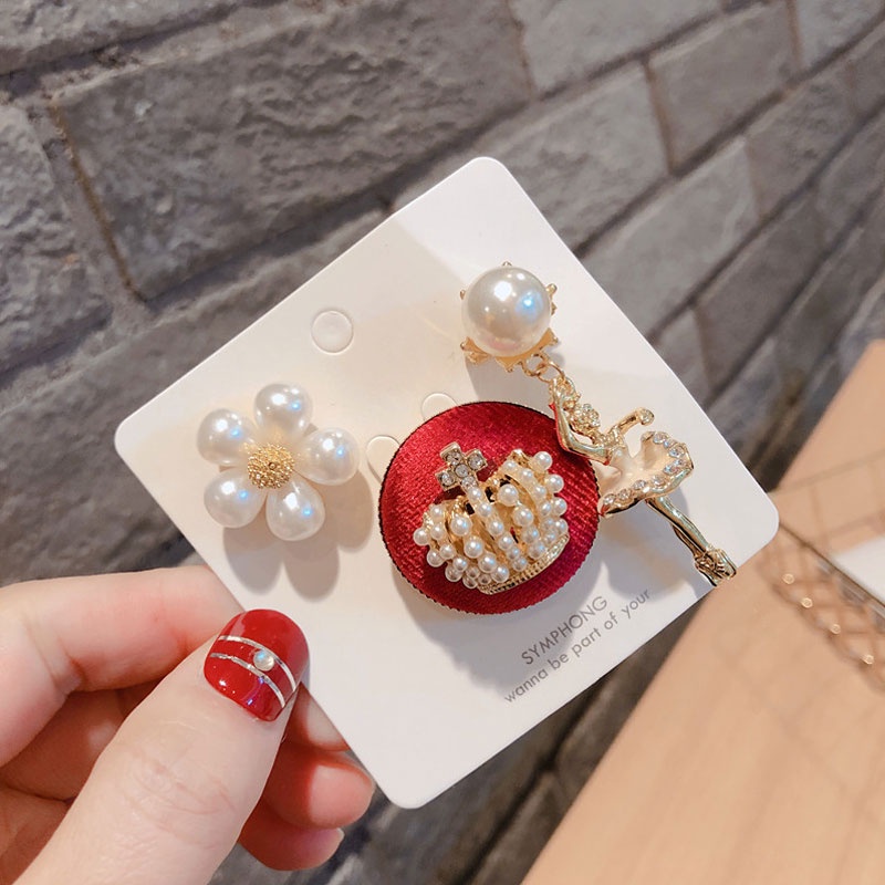 Ghim cài áo hình hoa hồng đính ngọc trai giả sang trọng cho nữ