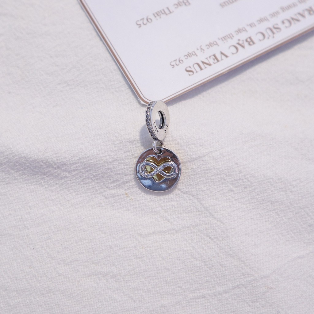 Charm treo hình vô cực mặt tim shine bằng bạc 925- Trang sức bạc Venus