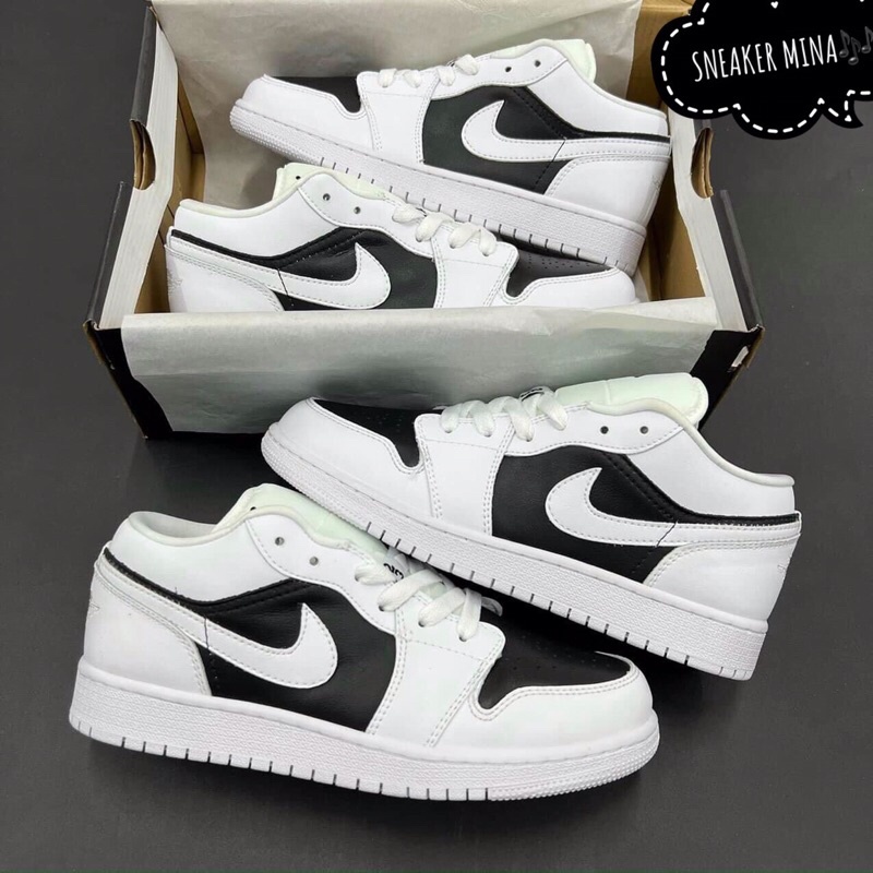 Jordan trắng vá đen thấp cổ  -  Giày jd1 low trắng 11 thể thao nam nữ sneaker full box
