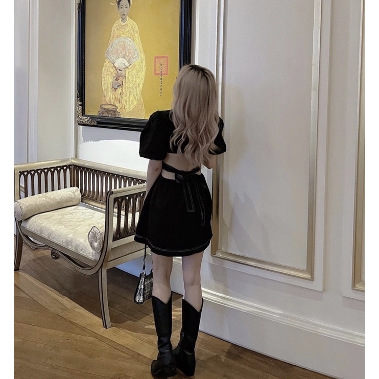 ENNY DRESS - ĐẦM ĐEN XOÈ CUT OUT LƯNG