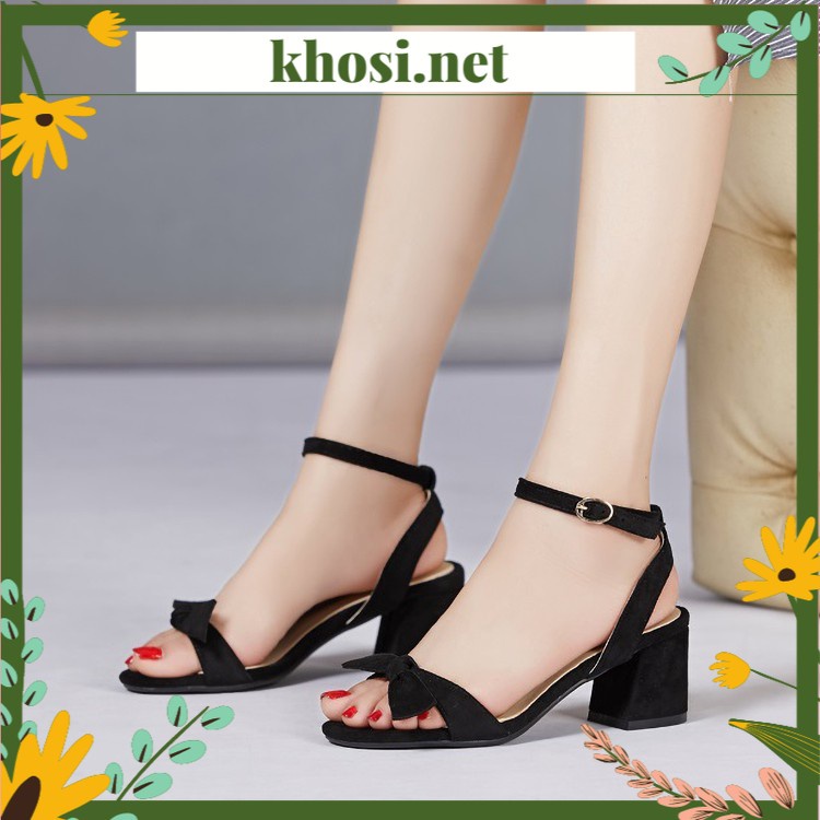 Giày cao gót Sandal quai nơ hở gót 5p CG-0498