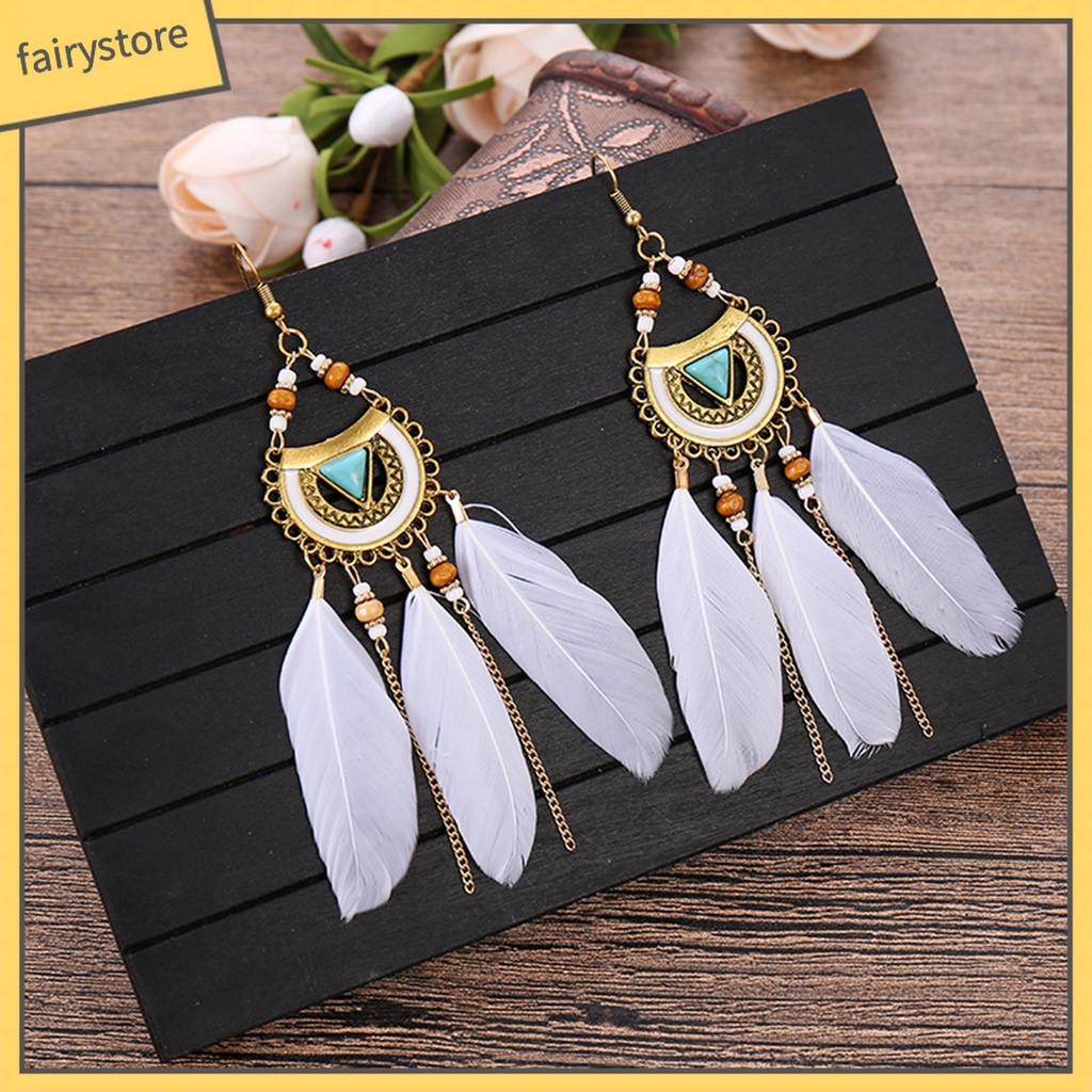 1 Đôi Bông Tai Lông Vũ Phong Cách Bohemia