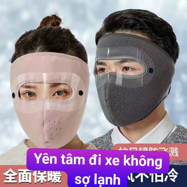 MVP823 Khẩu trang ninja 2in1 lót nỉ chống mưa gió lạnh bảo vệ mắt