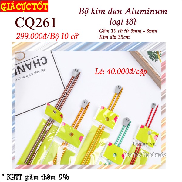 Bộ kim đan Aluminum loại tốt 10 cỡ dài 35cm CQ261