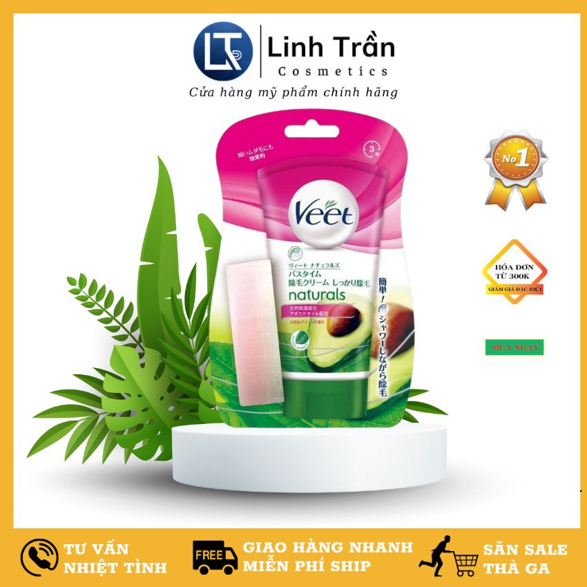 [Chính Hãng] Kem tẩy lông Veet Nhật chiết xuất quả bơ kèm mút