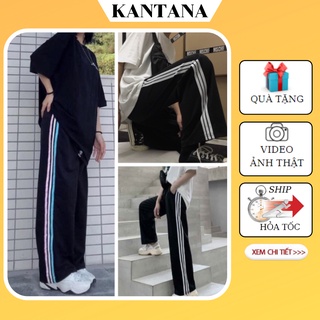Quần 3 sọc ống xuông rộng, quần ba line Unisex
