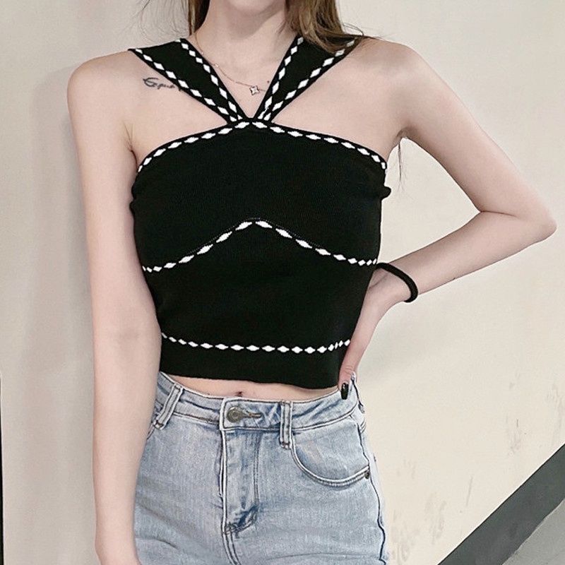 Áo croptop SUXI hai dây ôm dáng phong cách Hàn Quốc thời trang cho nữ