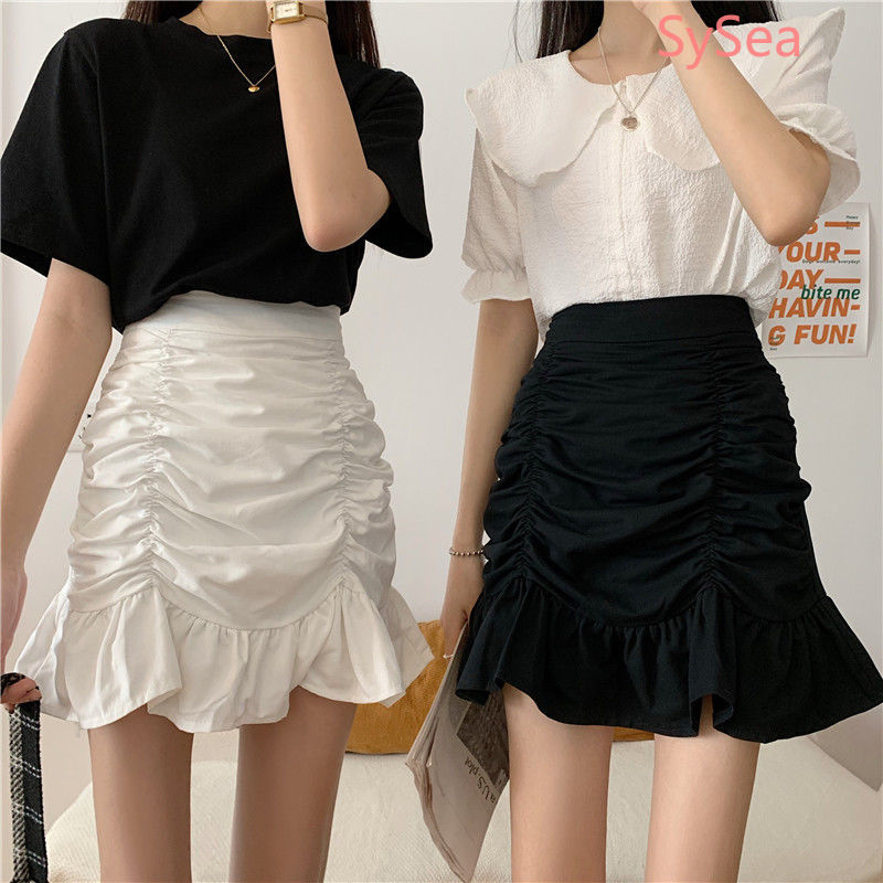 Women Fashion Pleated Skirt Summer Student Casual Fishtail Skirt