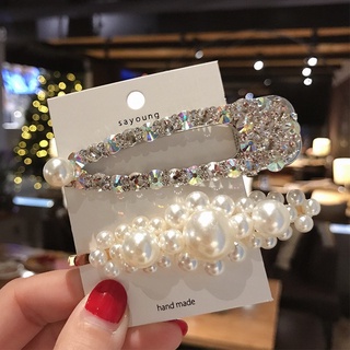 Combo 2-3 Kẹp Tóc Hợp Kim Đính Đá Và Ngọc Trai Giả/Nhân Tạo Thời Trang Xinh Xắn Cho Nữ