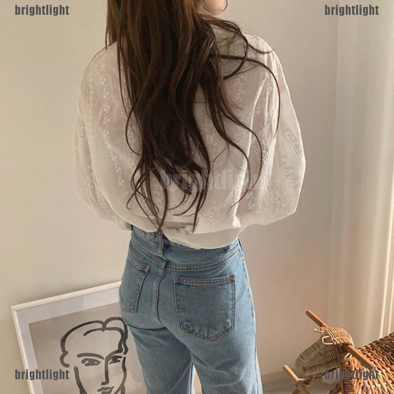 Áo Sơ Mi Dài Tay Phối Ren Hoa Thanh Lịch Thời Trang Dành Cho Nữ