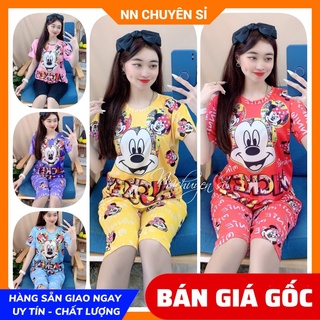 Đồ bộ nữ mặc nhà chất thun mềm mịn mát in hình chuột Mickey dễ thương BTT53