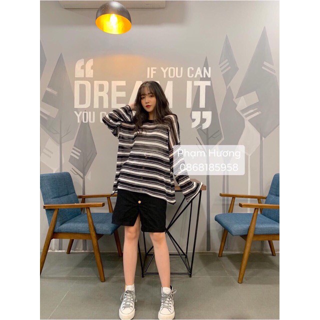 Áo Len Kẻ Dáng Rộng Siêu Hot (#495)_Xưởng May Quang Anh