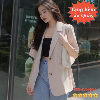 Áo khoác blazer nữ cộc tay misoul, áo blazer dáng rộng phong cách hàn quốc