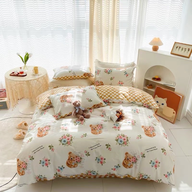 Bộ chăn ga Cotton Living Nhập Khẩu 100% cao cấp - Họa tiết đáng yêu