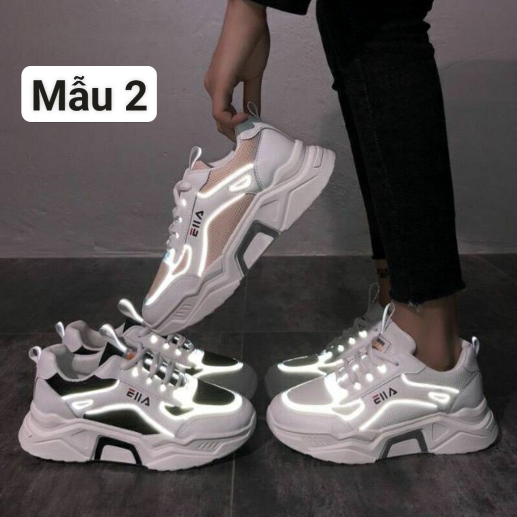 [Mã FAMAYWA2 giảm 10k đơn từ 50k] Giầy thể thao nữ, giầy vạch phản quang 3 màu đen, hồng, xám độn đế 5cm - a31 | BigBuy360 - bigbuy360.vn