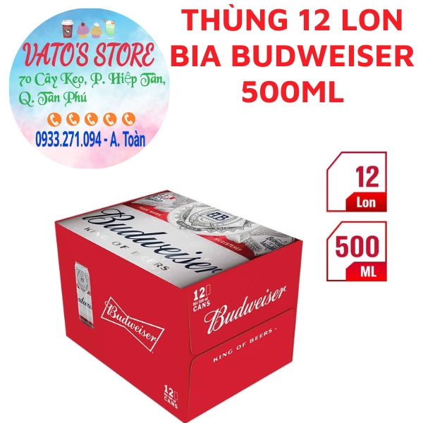 Thùng 12 Bia Budweiser lon 500ml / Lốc 6 lon Bia Budweiser lon 500ml