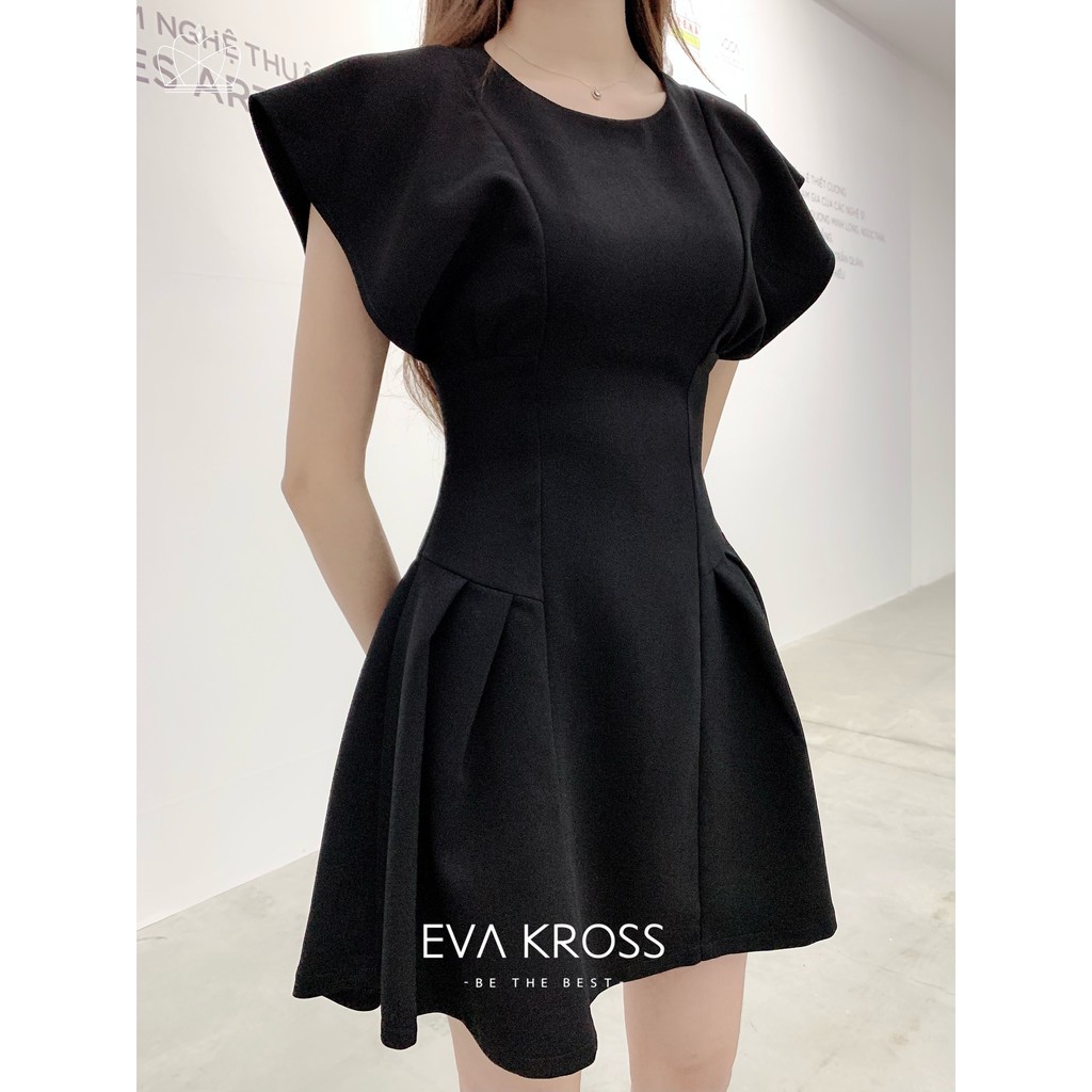 Đầm Cánh Tiên Dự Tiệc Váy Xoè Dạo Phố Vải 2 Lớp Màu Nâu Đen Nâu Rêu Cao Cấp EVA KROSS Thiết Kế