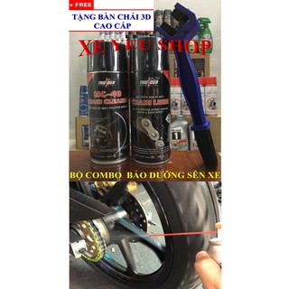 Bộ combo chai xịt sên - chai xịt vệ sinh sên Thunder 400ml - bàn chải 3D cao cấp