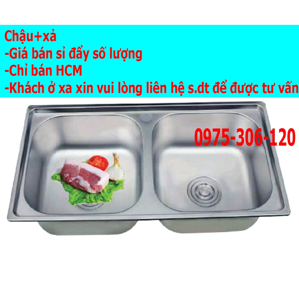 Chậu Rửa Chén Bát INOX SUS 304 N10 7843 và Bộ Xả chậu thoát nước chống hôi