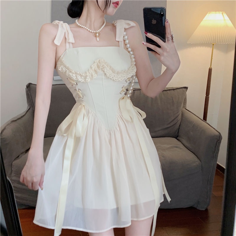 Đầm Công Chúa Dáng Ôm Eo Cao Kiểu Pháp Thời Trang Mùa Hè Xinh Xắn Cho Nữ