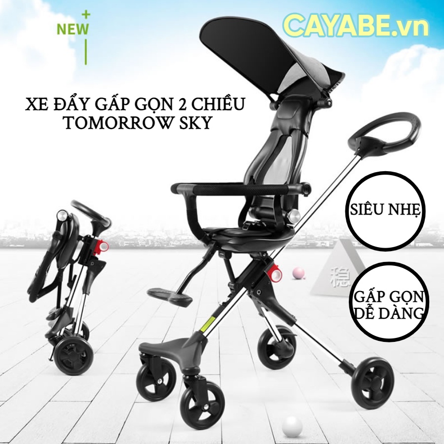 Xe đẩy cho bé gấp gọn du lịch, siêu nhẹ Tomorrow Sky - Bản có phụ kiện  và không phụ kiện