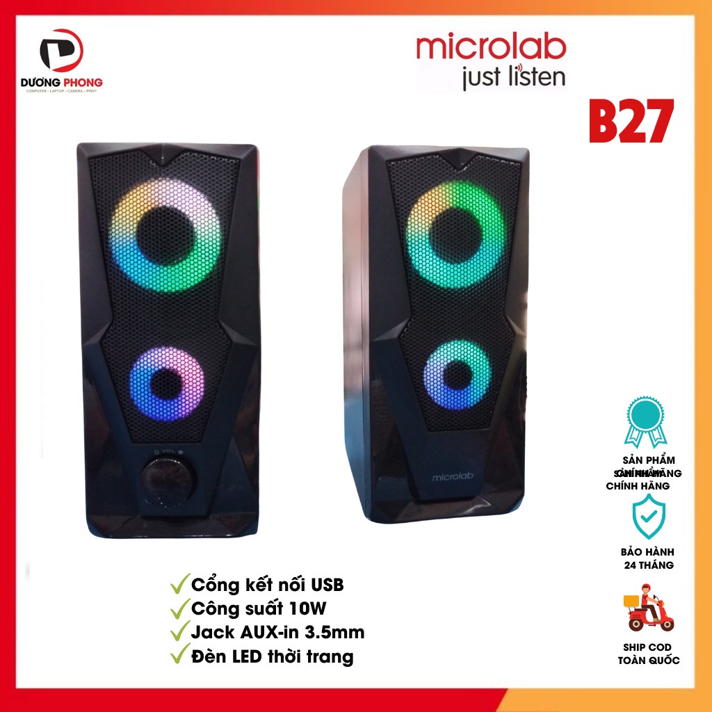 Loa Microlab B27 2.0 công suất 10W có đèn LED - BH 12 tháng