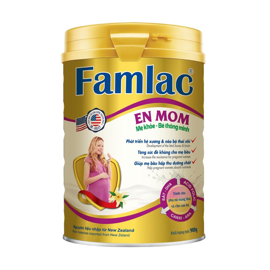 Sữa Bột Famlac En Mom 900G - Mẹ Khoẻ - Bé Thông Minh