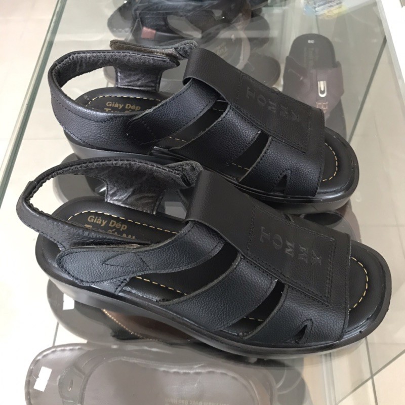 SANDAL NAM HÀNG DA ĐẾ CAO MÀU NÂU/ĐEN