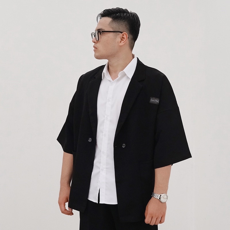 Áo khoác blazer tay lỡ nam bigsize áo vest form rộng vải tuyết mưa cao cấp có size lớn cho người béo đến 120kg
