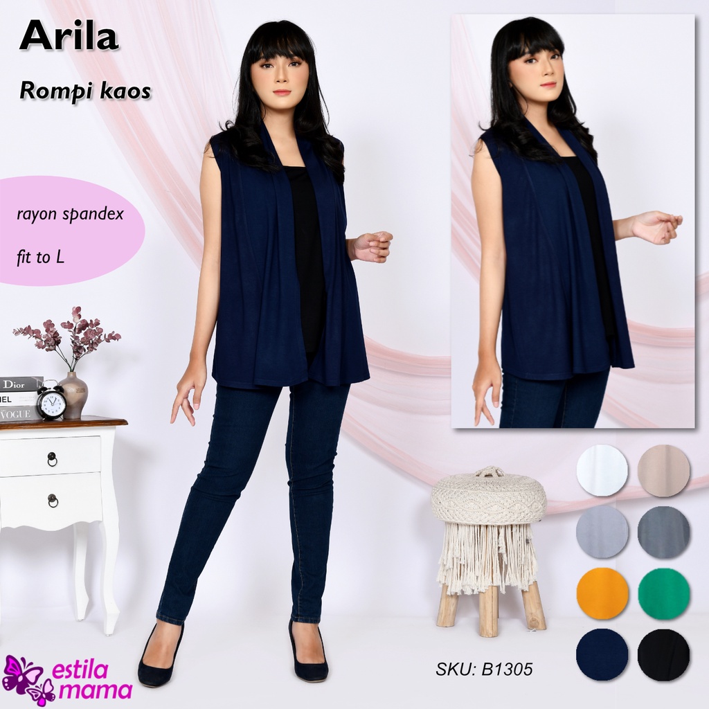 Arila Áo Thun Thun Màu Đen/Xám/Trắng/Vàng/Xanh Lá Không Tay In Chữ Đơn Giản