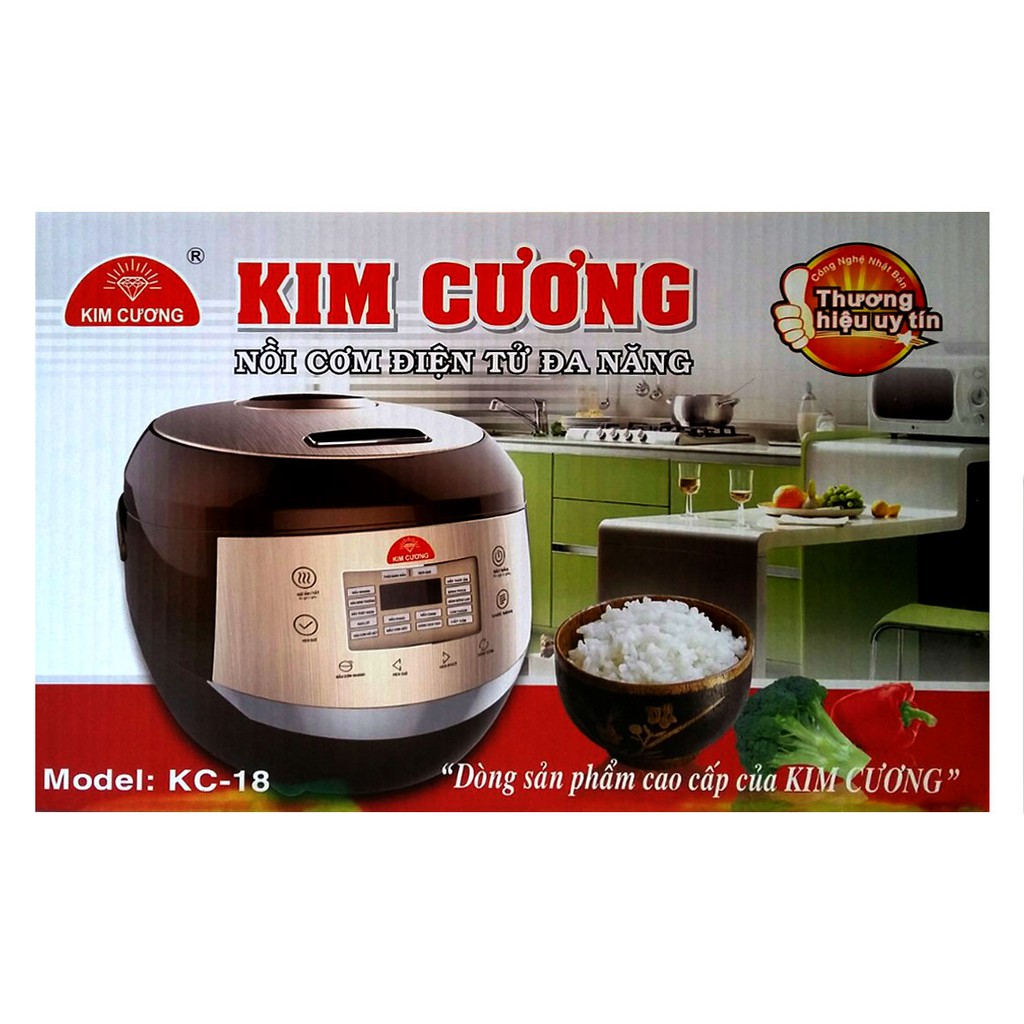 [Mã ELHADEV giảm 4% đơn 300K] Nồi cơm điện tử Kim Cương KC18(1.8L) - Màn hình LCD cảm ứng