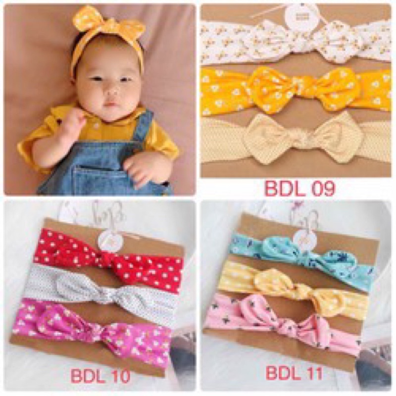 Set 3 Turban Băng đô cài tóc cho bé gái 0-3 tuổi