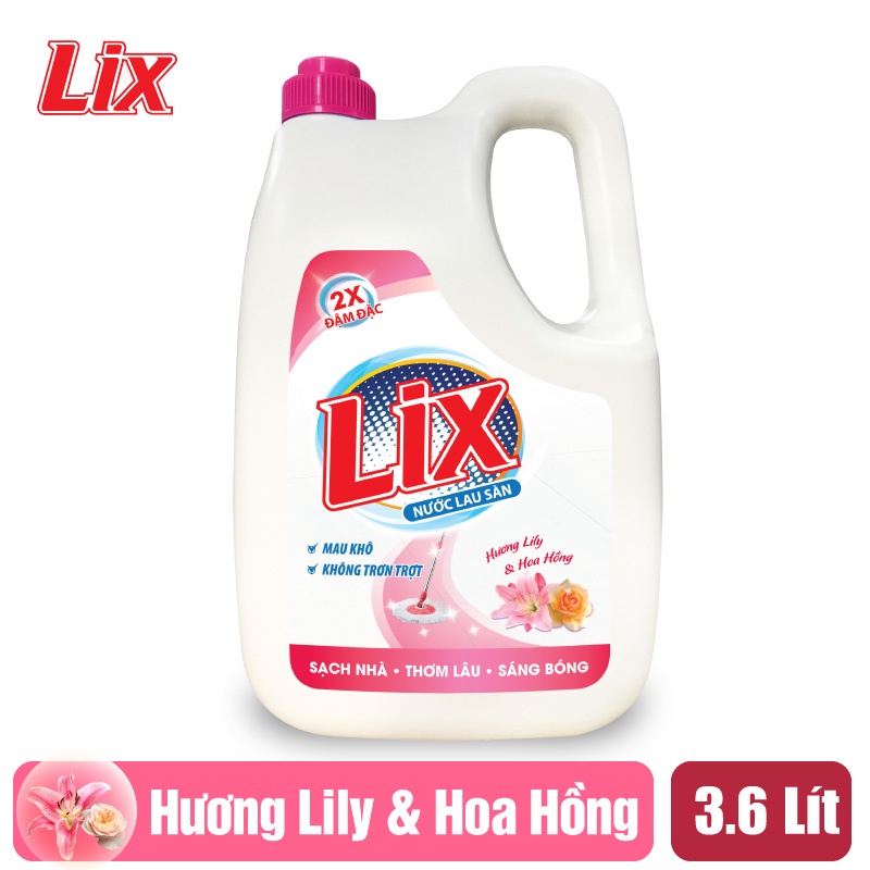 Nước Lau Sàn Lix Hương Lily Và Hoa Hồng 3.6 Lít LH360 Thơm Mát Sạch Sáng Bóng An Toàn